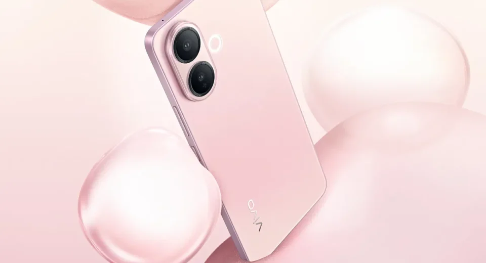 Una imagen que muestra los dos modelos del nuevo vivo V60 Lite 5G, uno en color Rosa Pop y otro en Negro Urbano, colocados de forma que se resalta su diseño ultradelgado.