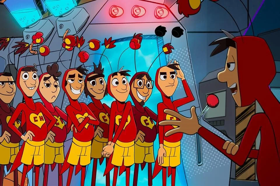 Ilustración icónica del Chapulín Colorado sosteniendo su chipote chillón