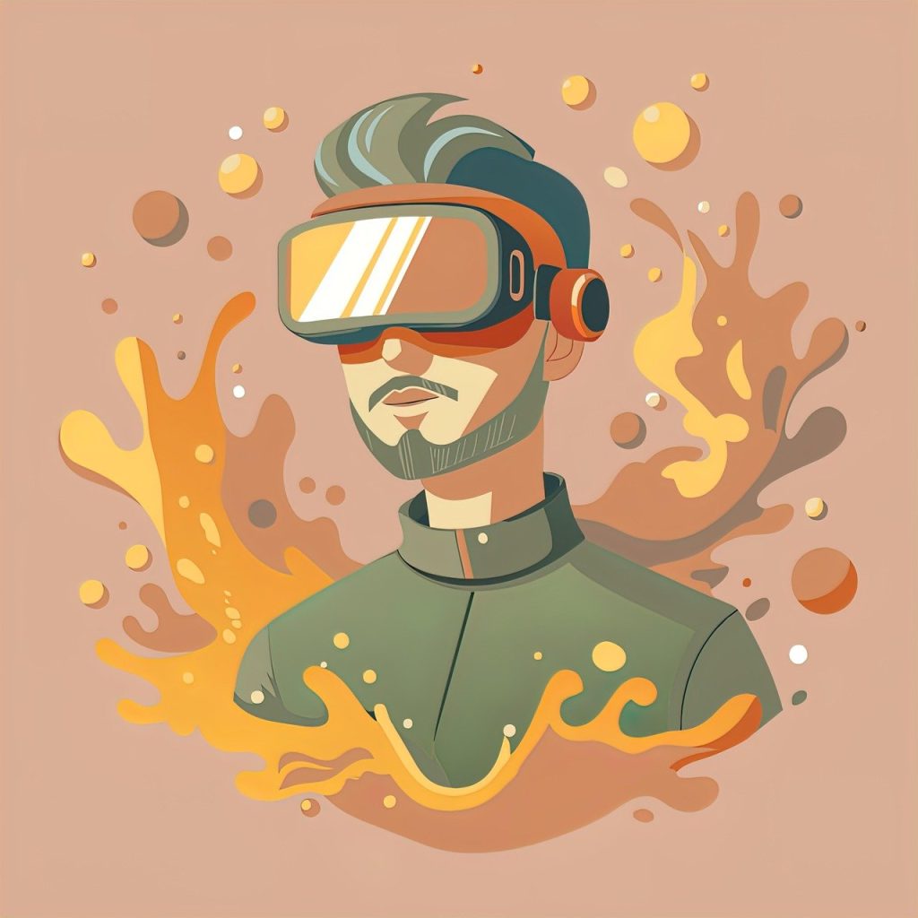 Persona explorando un mundo virtual generado por inteligencia artificial