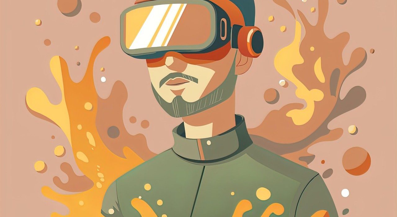 Persona explorando un mundo virtual generado por inteligencia artificial
