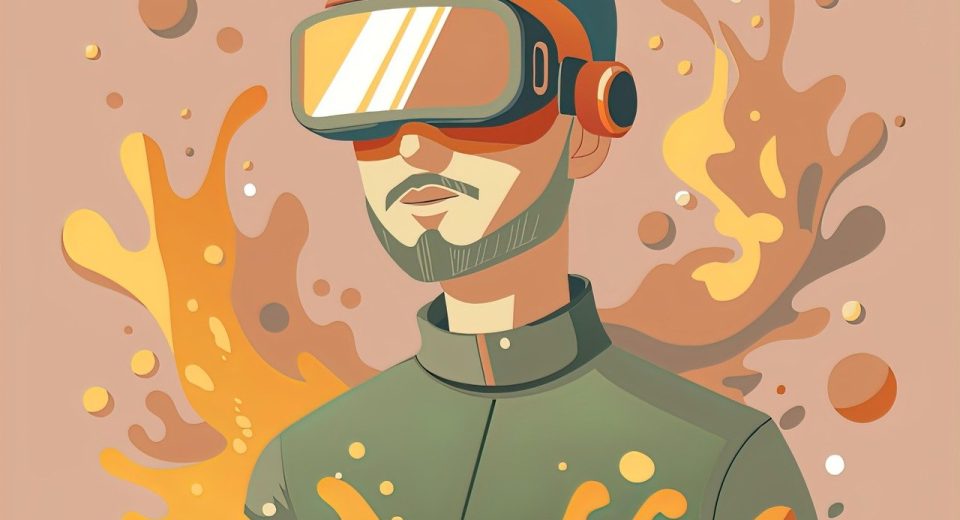 Persona explorando un mundo virtual generado por inteligencia artificial
