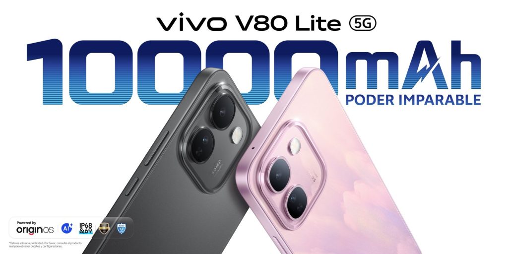 Smartphone con batería cargada, como el vivo V80 Lite 5G con 10,000 mAh